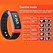 SMA Heart Rate Monitor Wristband, Fitness tracker Smartband, Touch Button Sports Bracelet Compatible with Iphone 6 and Android Smartphones (Red)