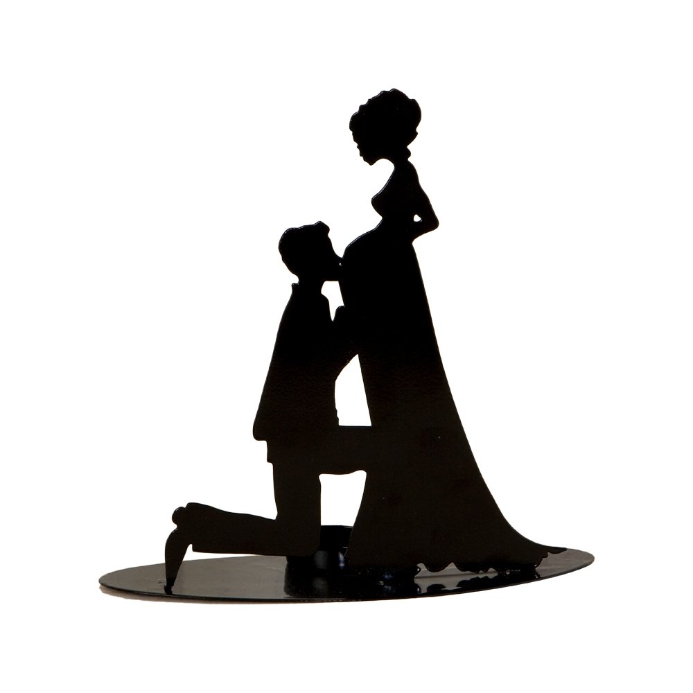 Mopec Pregnant Bride Figurine with Candle Holder, metal, Black/White, 7x19x18 cm