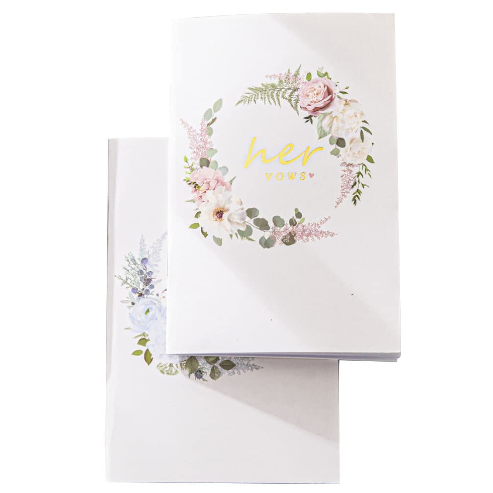 Alipis 2pcs Wedding Vow Paper Books for His and Hers Vows Cards for Wedding Day As Bridal Shower