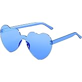 AGGKKY Heart Shaped Sunglasses for Women Colorful Glasses Fun Trendy Transparent Heart Sunglasses Party Favor (1 Pair-Blue)