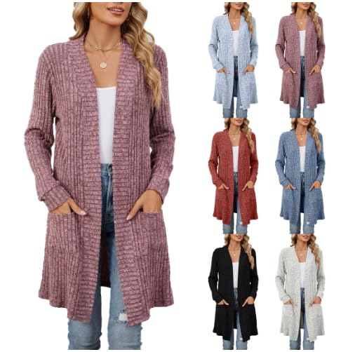 Angxiwan Plus Size Cardigans for Women Cardigans for Women UK Lightweight Cable Knit Cardigan Casual Open Front Jumpers Long Sleeve Kimonos Jackets Black Cardigan Black