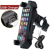Motorcycle Phone Mount with Charger 5V 2.4A USB Port Install on Handlebar Mirror Bar. Leepiya Cell Phone Holder Suit for iPhone XR Xs Max Xs X 8 7 6 Plus. Galaxy S9 S8 Plus and All 3.5 to 6.5 inches