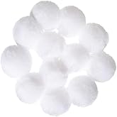 12 Pcs Small Faux Fur Pom Pom Balls 2.75 in Fur Fluffy Pompom Ball with Elastic Loop for Hats, Shoes, Scarves, Gloves, Bags, Key Chain Charms Accessories, 2 3/4 inches (White)