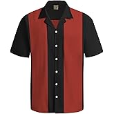 Hardaddy Men's Camp Collar Retro Vintage Bowling Button Down Shirt with Pocket Casual Short Sleeve Beach Shirts Summer