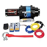 X-BULL 12V 4500LBS Electric Synthetic Rope ATV Winch Kits Off Road with Wireless Remote Control Mounting Bracket (H)