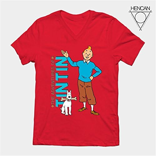 HENCAN Tintin Tintin Casual T Shirt Creative Unisex Tees Top Short Sleeve-Small