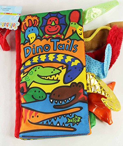 2 Pack Animals Stereoscopic Tails Cloth Book Baby Early Learning Education Books Toys (Dino & Fluffy Tails)