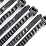 Cable Zip Ties Heavy Duty 8 Inch, Ultra Strong Plastic Wire Ties with 80 Pounds Tensile Strength, 100 Pieces, Nylon Tie Wraps with 0.24 Inch/6mm Width in Black & White, Indoor and Outdoor UV Resistant