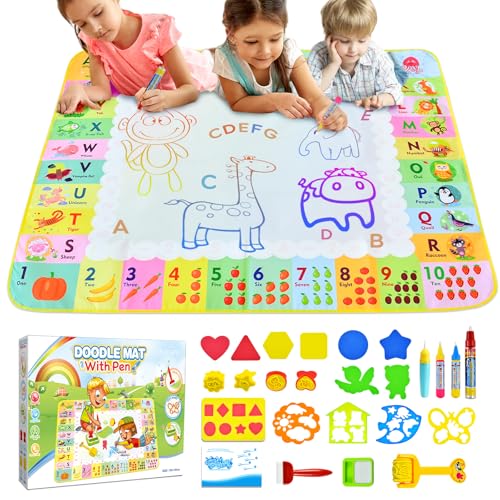 Children's Gift 1-3 Years – Water Drawing Mat Baby Toy 1 2 3 Year Old Educational Toys for Children Giant Painting Mat Gift for Boys Girls