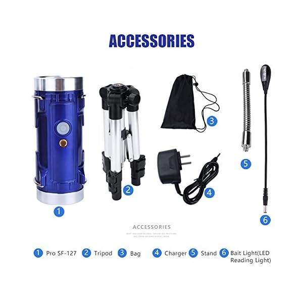 RUIMX-IPX7-Waterproof-Professional-Searchlight-LED-Spotlight-with-White-Blue-Light-Color-3-x-18650-Rechargeable-Battery-Tripod-Reading-Light-Perfect-for-Fishing-Hunting-Camping-Boating