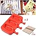 Sakolla Homemade Popsicle Silicone Molds with Lid, BPA Free Ice Cream Bar Mold, 3 Cavities Silicone Ice Pop Mold with 40 Wooden Sticks, Set of 2 ( Rabbit Shape)