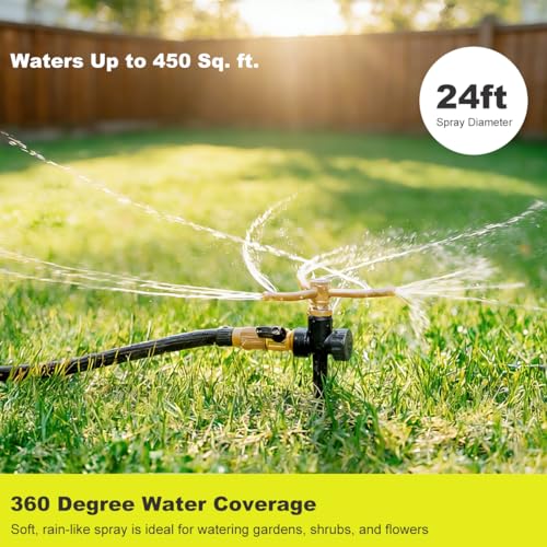 FANHAO 2 x Metal Garden Lawn Sprinkler with Stake Base, 3 Arm Sprinkler System Automatic Watering System 360 Degree Rotatable for Garden, Watering Large Areas for Plants