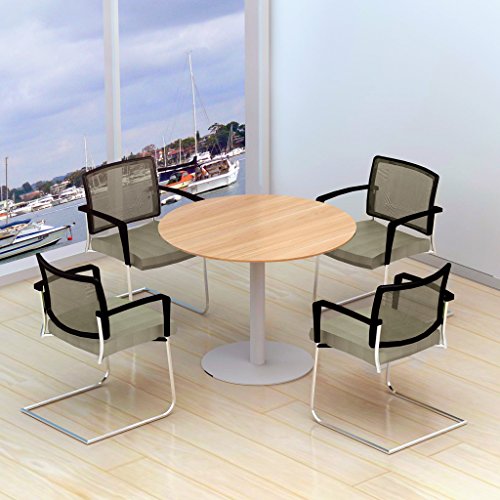 Sunon Round Cafe Table,Small Pedestal Table for Pub/Conference/Living Room (27.5" x 23.6" Height, Virginia Walnut)