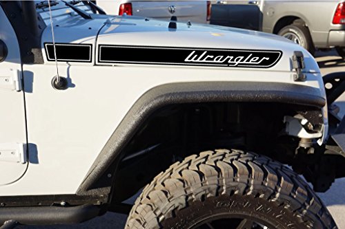 The Pixel Hut gs00094 Matte Black (single color) Wrangler Retro Hood Decals for Jeep Wrangler JK (2007-2018)