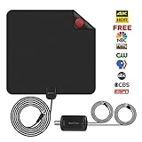 TV Antenna, Indoor HDTV Antenna 1080P 50-80 Miles Range with 2018 Newest Type Switch Console Amplifier Signal Booster, USB Power Supply and 16.45ft Coax Cable, Black Appearance (2018 New Version)