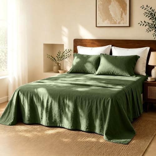 MEISHANG 100% French Linen Sheets King