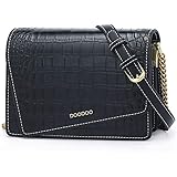 DooDoo Women's Small Crossbody Handbag with Chain Strap (Black)
