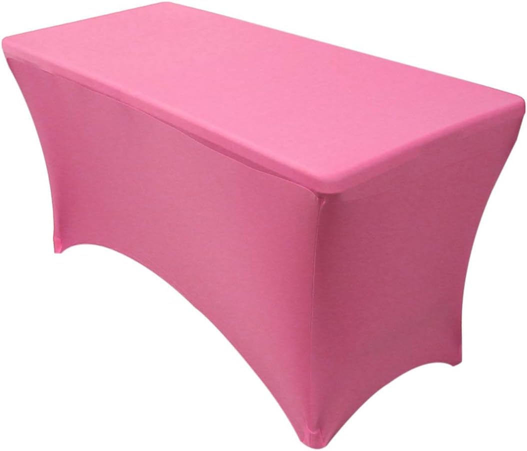 Amazon Com Your Chair Covers 4 Ft Rectangular Fitted Spandex Tablecloths Patio Table Cover Stretchable Tablecloth Fuchsia Kitchen Dining