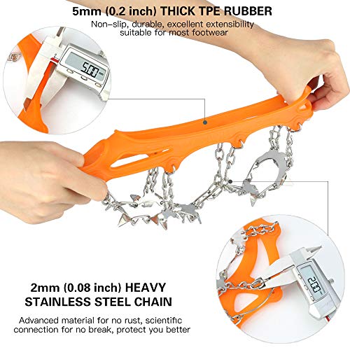 IPSXP Traction Cleats, Ice Snow Grips Crampons for Footwear with 19 Stainless Steel Spikes for Walking, Jogging, Climbing, Hiking on Snow and Ice - L - Thumbnail 3