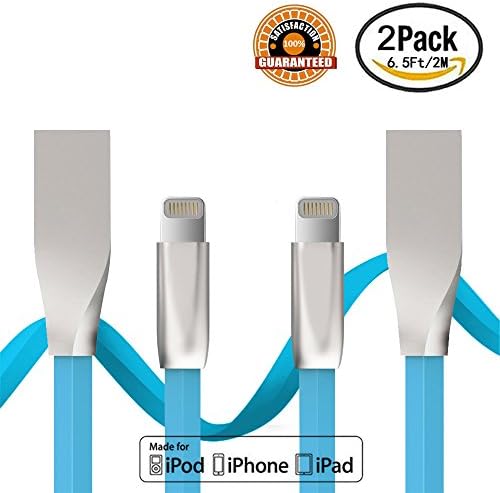 iPhone Cable,HOC(TM)Zinc Alloy Rhombus Tangle-Free iPhone Lightning Charging Cable,Syncing Data and Charging Cord Wire for Apple iPhone6,6s plus,SE,iPad Mini,2Pack 6ft(Blue)