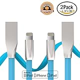 iPhone Cable,HOC(TM)Zinc Alloy Rhombus Tangle-Free iPhone Lightning Charging Cable,Syncing Data and Charging Cord Wire for Apple iPhone6,6s plus,SE,iPad Mini,2Pack 6ft(Blue)