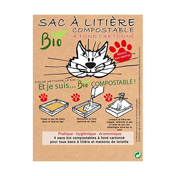 Floralpa Olisac – 4 sacchetti per lettiera Bio compostabile con fondo in cartone – Olisac