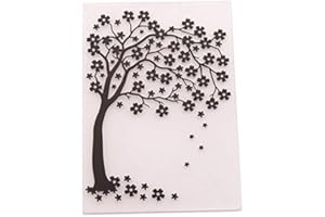 WOOYANGFUN Welcome to Joyful Home 1PC Bloom Tree Background Background Embossing Folder for Card Making Floral DIY Plastic Scrapbooking Photo Album Card Paper DIY Craft Decoration Template Mold 10.5x14.5cm
