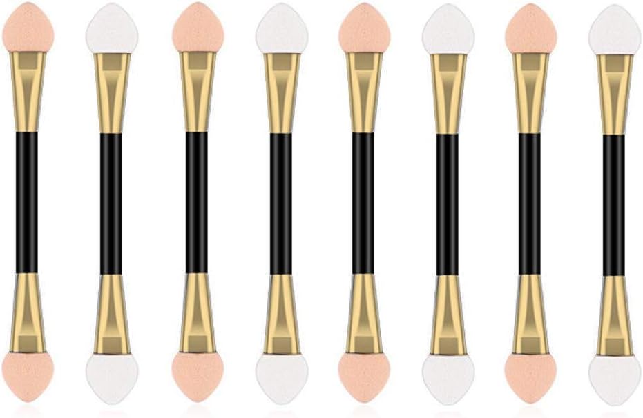 GTVIA 50 Pack Double-end Eye Shadow Brush, Disposable Double Sided Eyeshadow Brush Makeup Applicators Beauty Kit (Gold)