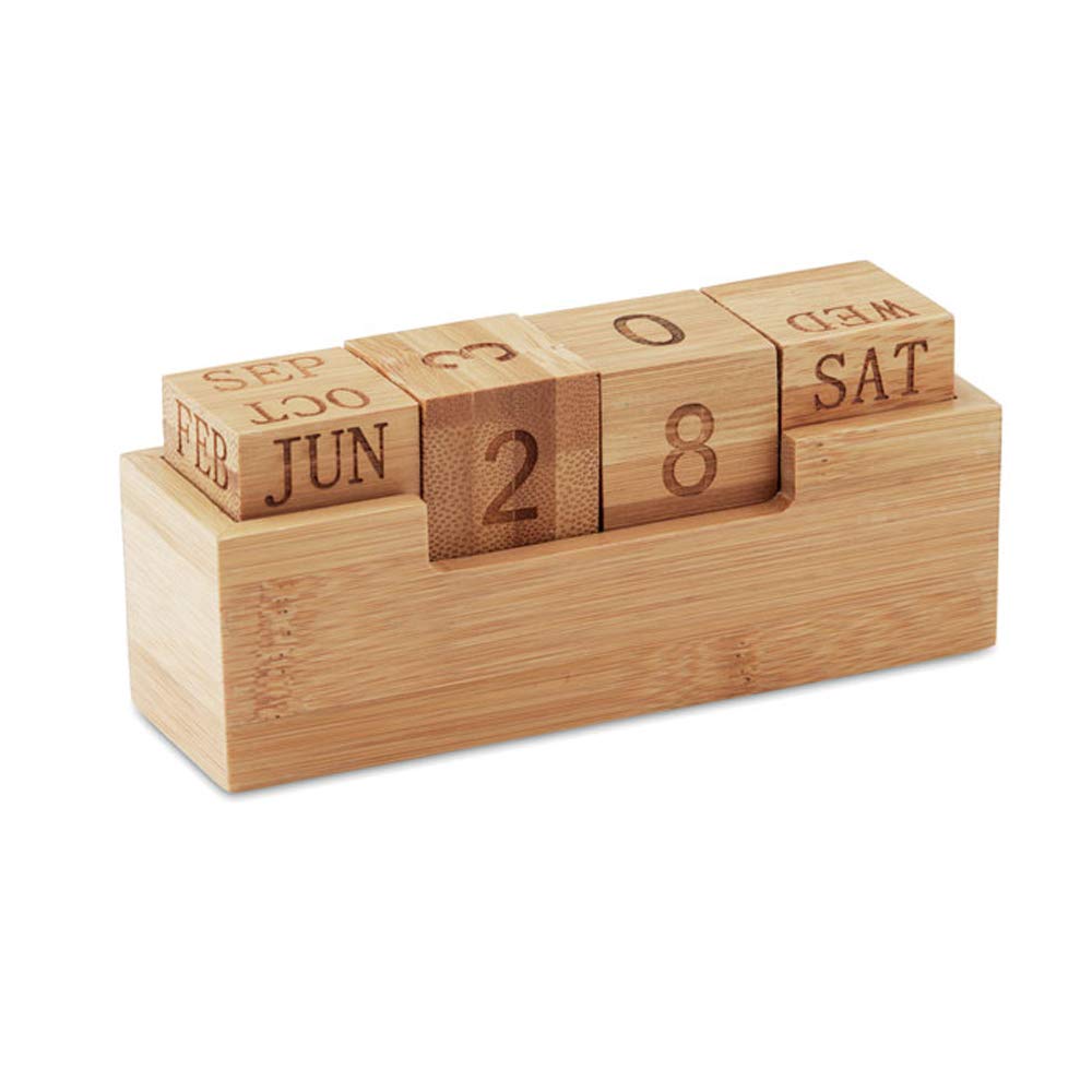Notrash2003 Perpetual Bamboo Wooden Desk Calendar for Office and Desk