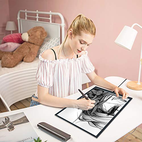 Large A3 Drawing Painting Board for Kids, 23" LED Light Box Tracing Drawing Pad Diamond Painting 10 Dimmable Brightness Adjustable for Artists Sketching Animation Stencilling X-rayViewing (Black)