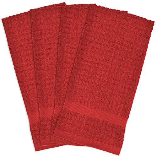 UPC 738215752949, DII 100% Cotton, Ultra Absorbent, Heavy Duty, Drying &amp; Cleaning, Everyday Kitchen Basic, Waffle Terry Dishtowel, 15 x 26&quot;, Set of 4- Red