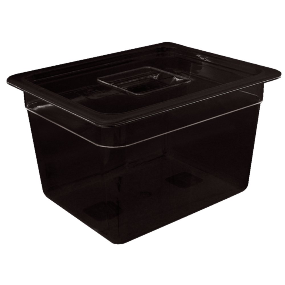 Vogue U466 Polycarbonate 1/4 Gastronorm Container, Black, 1.6L Capacity, 265 mm Length, 162 mm Width, 65 mm Height