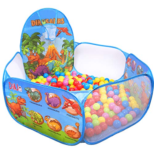 DESIPESI Ball Pit for Kids, Dinosaur Ball Tent Ball Pit with Basketball