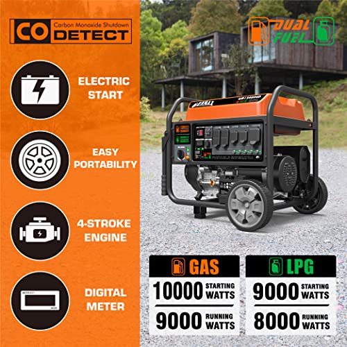 GENMAX Dual Fuel Portable Generator 12000 Watt Gas or Propane Powered