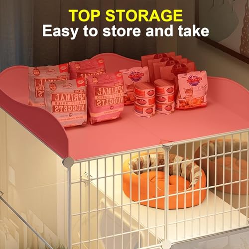 CENXI Cat Cage With Litter Box, Assembled Enclosures, Interactive Villa, Multi-Feature Enclosed Condo for 1-2 Cats - Easy Installation, No Tools Needed (With Light)