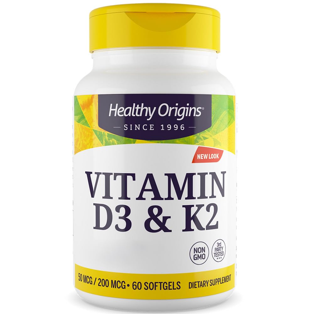 Healthy Origins, Vitamin D3 & K2 Depot (2,000IU & 200mcg) 2-Day Dosage, 60 Softgels, Soy Free, Gluten Free, Non-GMO