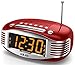 Akai Retro Style Radio Alarm Clock, Red (CE1500R)