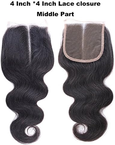 BLACKMOON HAIR Lace Body Wave Hair Wigs Human Hair Wig For Black Women 150% density 100% Unprocessed Brazilian Virgin Hair Pre Plucked Glueless Nature Black Color (12, Middle Part Closure)