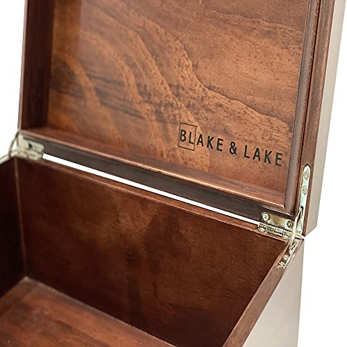 Blake & Lake Large Wooden Box with Hinged Lid Wood Storage Box with