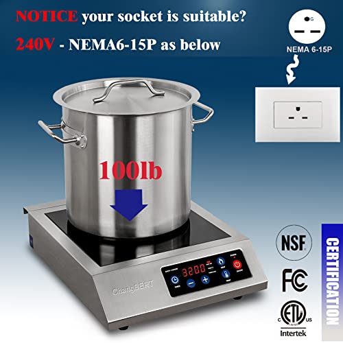 ChangBERT Induction Cooktop 208240V 3200W NSF certified Commercial