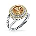 Bling Jewelry Sterling Silver Round Champagne CZ Double Cable Ring