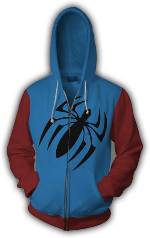 Wsysnl Scarlet Spider 3D Style Zipper Hooded Sweatshirt Cos Kids/Unisex Adult