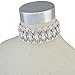 Bingirl Luxury Crystal Rhinestone Choker Necklace Collares Fashion Punk Wide Statement Necklace (Silver)