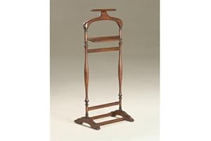 Beaumont Lane 42.75"H Traditional Solid Wood Valet Stand with Shoulder-Formed Hanger and Pants Bar, Some Assembly Required, for Hanging Pants/Shirts/Ties or Jackets, in Brown/Plantation Cherry Finish