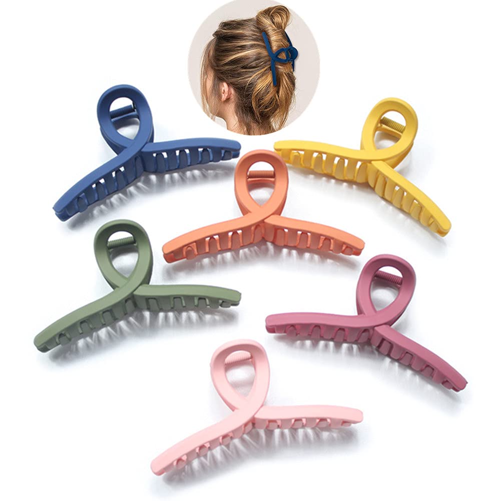 6 Color Hair Claw Clip - 4.3 Inch Nonslip Strong Hold Hair Jaw Clamp Clips Matte Butterfly Clip Clamp Hair Styling Accessories for Women and Girls