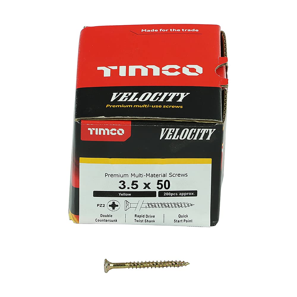 TIMCO Velocity Premium Multi-Use Countersunk Gold Woodscrews - 3.5 x 50 - Box of 200 — image 1