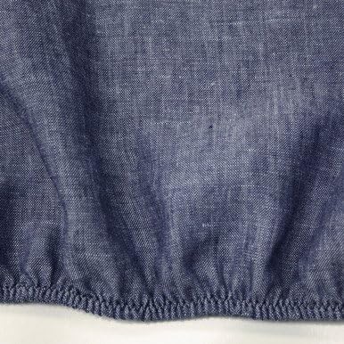 Linoto 100% Linen Fitted Sheet, Soft and Breathable Bedding, King Size Bed Sheet, Indigo