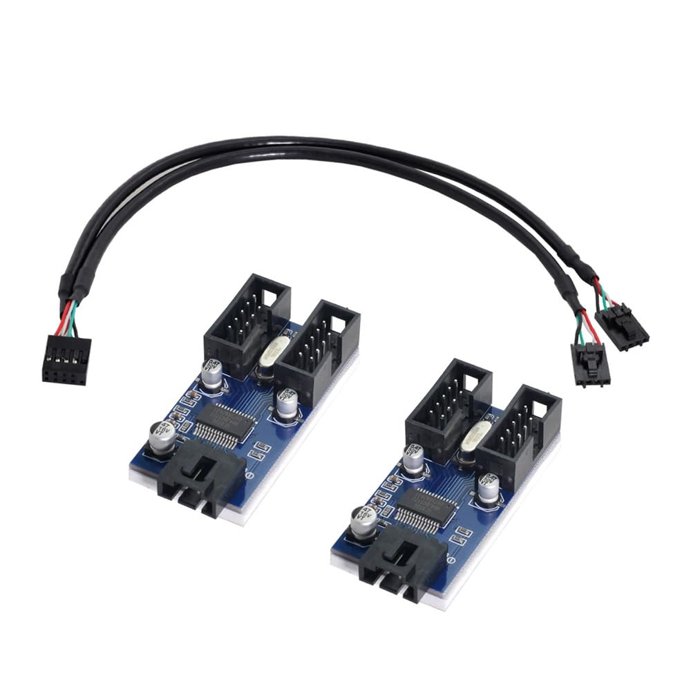 NFHK 9pin USB 2.0 Header 1 to 2/4 Female Extension Cable HUB Connector Adapter Port Multilier