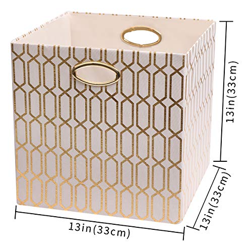 Posprica Foldable Storage Bins 13x13 Fabric Storage (13’’/4pcsCream