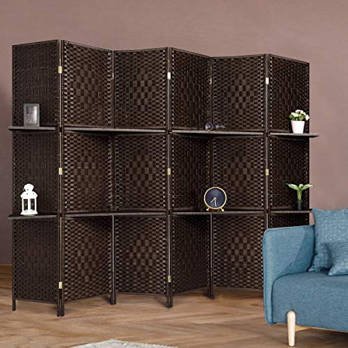 TinyTimes 6 FT Tall Room Divider with Removable Storage Shelves, 6